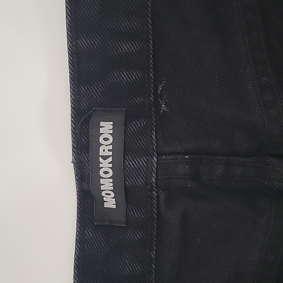 NWT MOMOKROM Corset Lace Up Distressed Straight Leg Black JEANS - Picture 4 of 10